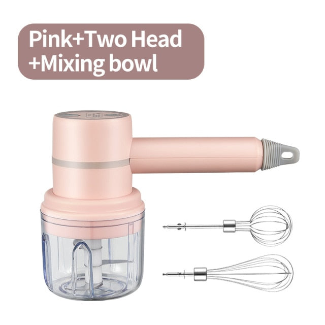 Wireless Portable Electric Food Mixer Hand Blender 3 Speeds High Power Dough Blender Egg Beater Hand Mixer