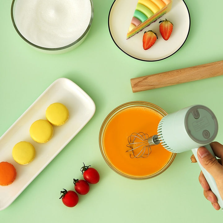 Wireless Portable Electric Food Mixer Hand Blender 3 Speeds High Power Dough Blender Egg Beater Hand Mixer