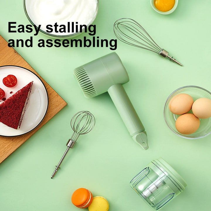Wireless Portable Electric Food Mixer Hand Blender 3 Speeds High Power Dough Blender Egg Beater Hand Mixer